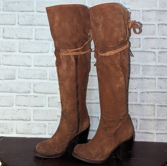 FreeBird Brock Over the Knee Brown Suede Boots size 8 - Picture 3 of 14